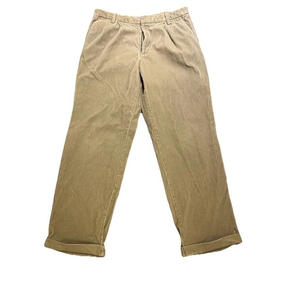 Dockers Corduroy Pants Men’s Size 36x32 Tan Relaxed Fit Pleated Cuffed Casual - Picture 1 of 11